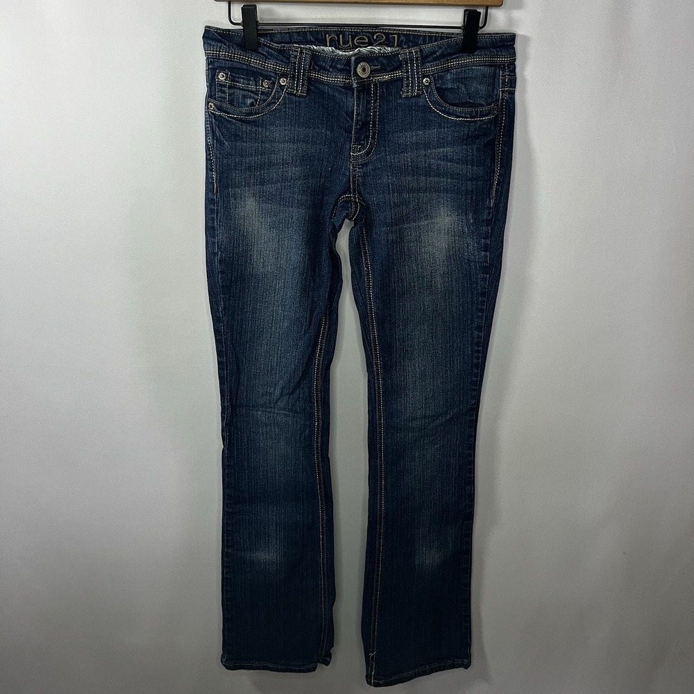 Y2K Rue21 Pants Women Sz‎ 3/4R Medium Wash Denim Low Rise Slim Boot Flared Jeans